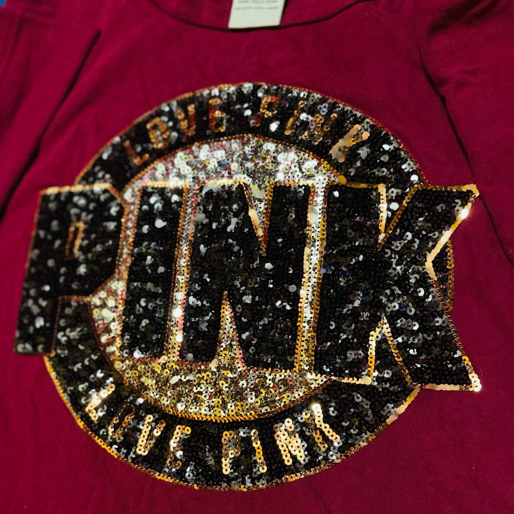 PINK maroon Tshirt sparkly